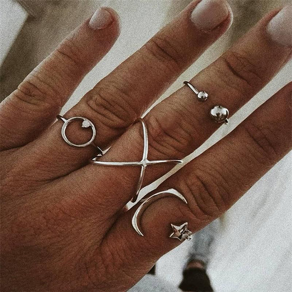 Fashion Ring Moon Star Open Finger Adjustable Rings Women Girls Rhinestone Crystal Bride Jewelry Ring Wedding Engagement Jewelry