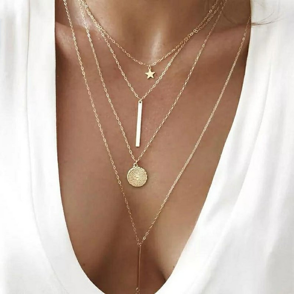 Gold Color Star Party Women Pendant Necklace Fashion Female Choker Necklaces Jewelry Simple Ladies Pentagon