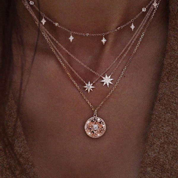 Gold Color Star Party Women Pendant Necklace Fashion Female Choker Necklaces Jewelry Simple Ladies Pentagon