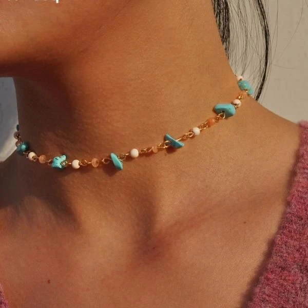 Lucky Jewelries Gold Necklace for Women Charming Colorful Stone Chain Chockers Handmade Party Jewelry Wholesale collares B31203