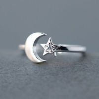 Fashion Ring Moon Star Open Finger Adjustable Rings Women Girls Rhinestone Crystal Bride Jewelry Ring Wedding Engagement Jewelry