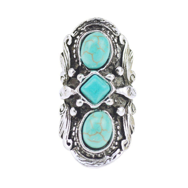 Vintage Silver Big Stone Ring for Women Fashion Bohemian Boho Jewelry 2018 New Hot