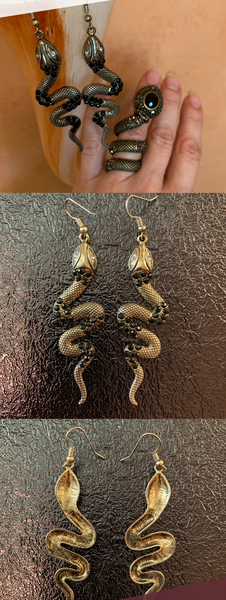 Fashion Retro Exaggerated Spirit Snake Ring Personality Punk Wind Snake-Shaped Nightclub Ring Student Trend Jewelry Gift