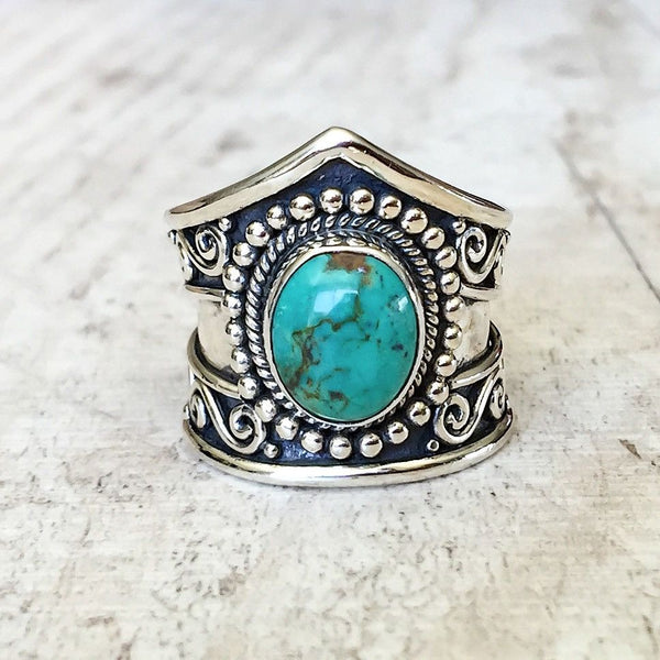 Vintage Silver Big Stone Ring for Women Fashion Bohemian Boho Jewelry 2018 New Hot
