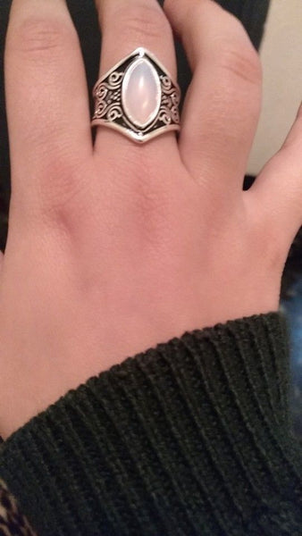 Vintage Silver Big Stone Ring for Women Fashion Bohemian Boho Jewelry 2018 New Hot