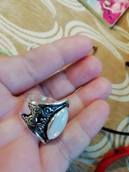 Vintage Silver Big Stone Ring for Women Fashion Bohemian Boho Jewelry 2018 New Hot