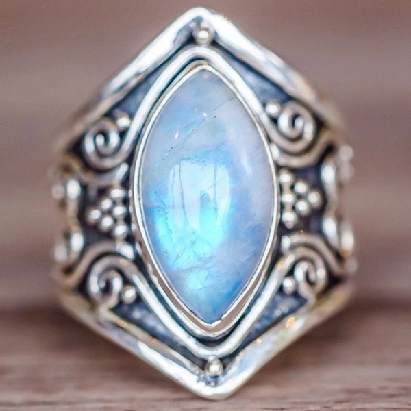 Vintage Silver Big Stone Ring for Women Fashion Bohemian Boho Jewelry 2018 New Hot