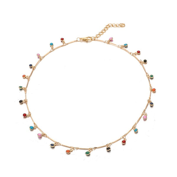 Lucky Jewelries Gold Necklace for Women Charming Colorful Stone Chain Chockers Handmade Party Jewelry Wholesale collares B31203