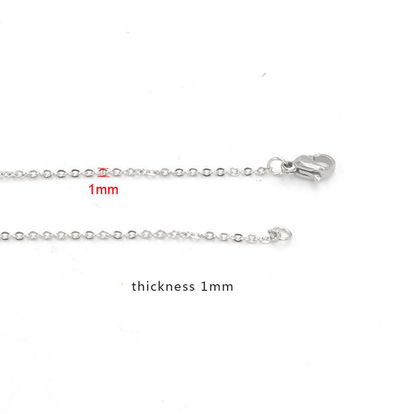 5pcs 316L Stainless Steel 1 1.5 2mm Rolo Link Chain Necklace Gold Silver Tone 40 45 50 60CM Long Chain Lobster Clasp Necklace