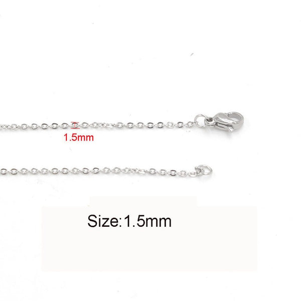 5pcs 316L Stainless Steel 1 1.5 2mm Rolo Link Chain Necklace Gold Silver Tone 40 45 50 60CM Long Chain Lobster Clasp Necklace
