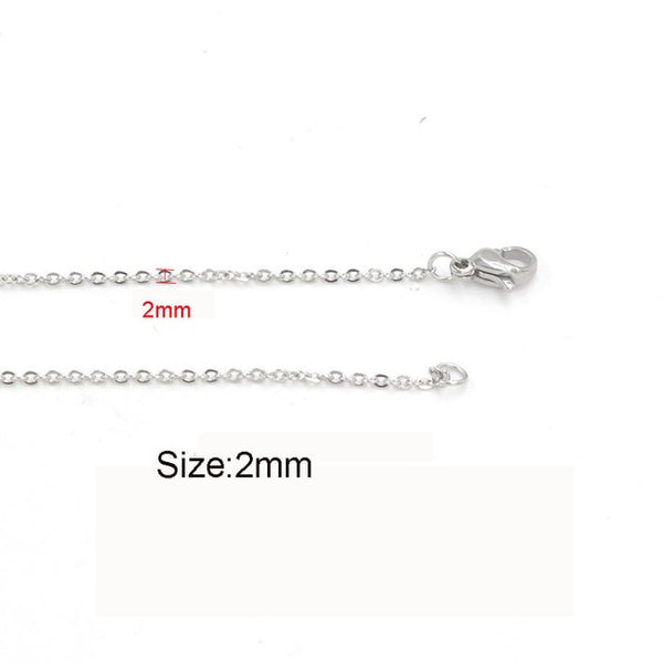5pcs 316L Stainless Steel 1 1.5 2mm Rolo Link Chain Necklace Gold Silver Tone 40 45 50 60CM Long Chain Lobster Clasp Necklace