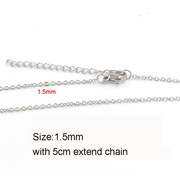 5pcs 316L Stainless Steel 1 1.5 2mm Rolo Link Chain Necklace Gold Silver Tone 40 45 50 60CM Long Chain Lobster Clasp Necklace