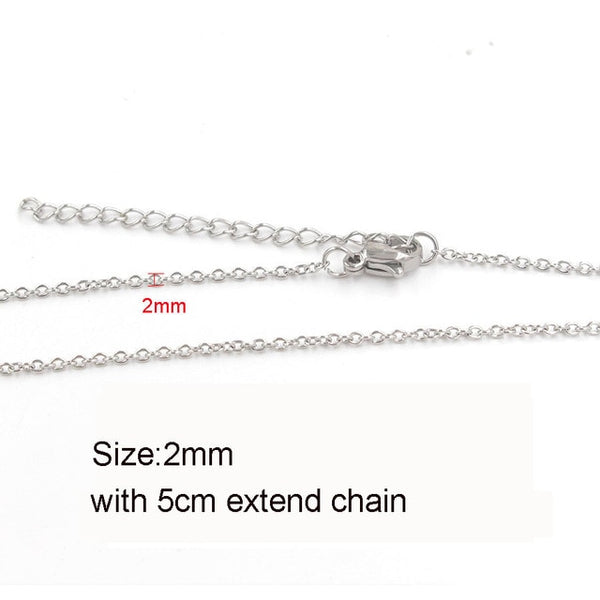 5pcs 316L Stainless Steel 1 1.5 2mm Rolo Link Chain Necklace Gold Silver Tone 40 45 50 60CM Long Chain Lobster Clasp Necklace