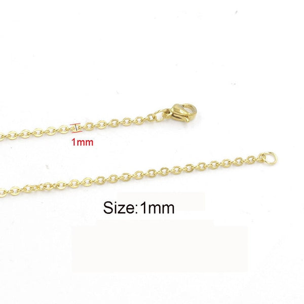 5pcs 316L Stainless Steel 1 1.5 2mm Rolo Link Chain Necklace Gold Silver Tone 40 45 50 60CM Long Chain Lobster Clasp Necklace