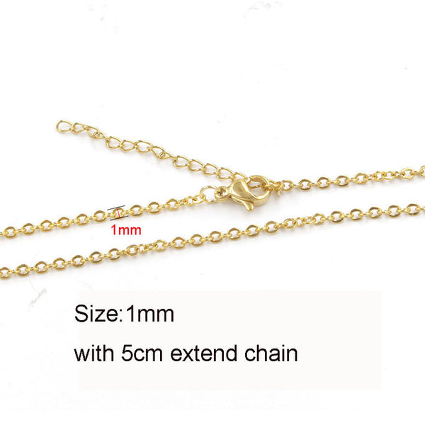 5pcs 316L Stainless Steel 1 1.5 2mm Rolo Link Chain Necklace Gold Silver Tone 40 45 50 60CM Long Chain Lobster Clasp Necklace