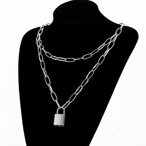 Multilayers Punk Chains Cross Necklace Couple Fashion Street Hip Hop Geometric Metal Pendant Necklaces for Women