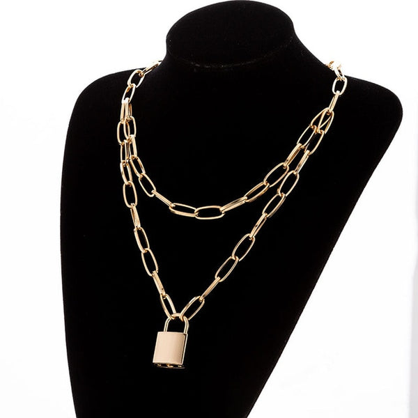 Multilayers Punk Chains Cross Necklace Couple Fashion Street Hip Hop Geometric Metal Pendant Necklaces for Women