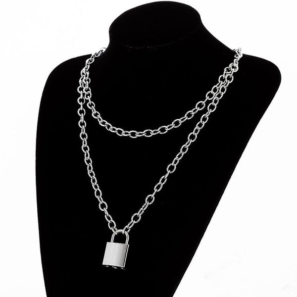 Multilayers Punk Chains Cross Necklace Couple Fashion Street Hip Hop Geometric Metal Pendant Necklaces for Women