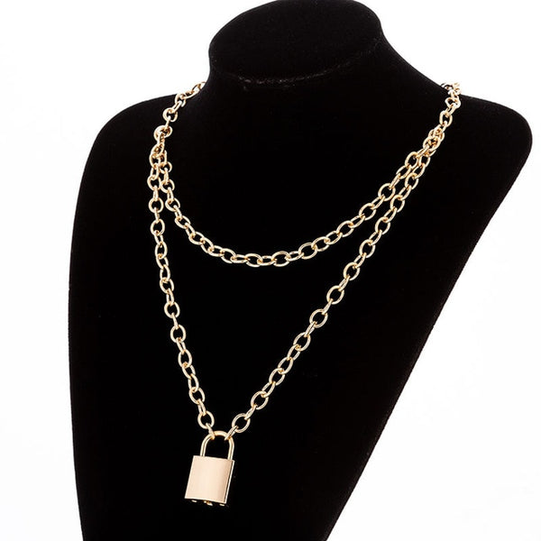 Multilayers Punk Chains Cross Necklace Couple Fashion Street Hip Hop Geometric Metal Pendant Necklaces for Women