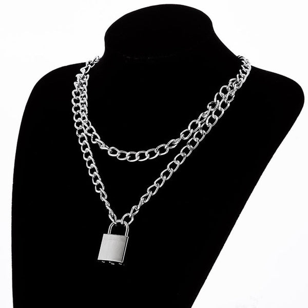 Multilayers Punk Chains Cross Necklace Couple Fashion Street Hip Hop Geometric Metal Pendant Necklaces for Women