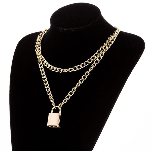 Multilayers Punk Chains Cross Necklace Couple Fashion Street Hip Hop Geometric Metal Pendant Necklaces for Women