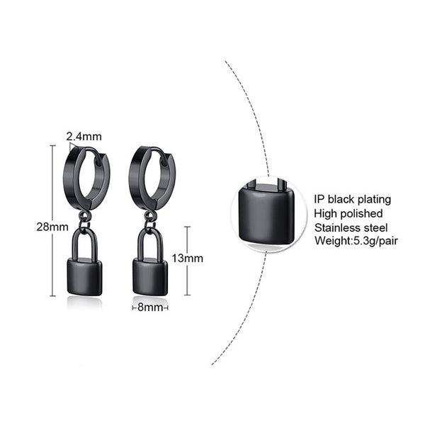 Huggie Padlock Earrings Tiny Hoop Earrings Hoop Lock Earrings Small Pendant Lock Earrings