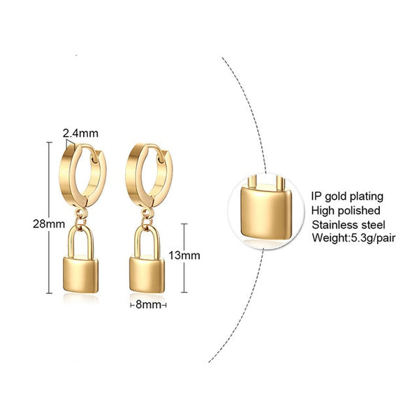 Huggie Padlock Earrings Tiny Hoop Earrings Hoop Lock Earrings Small Pendant Lock Earrings