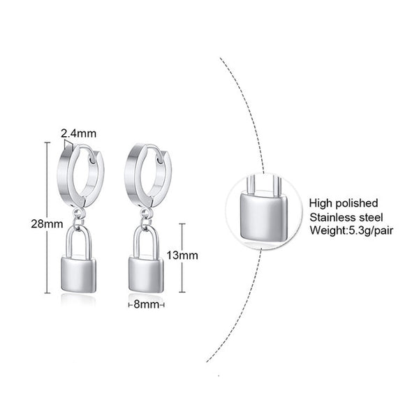 Huggie Padlock Earrings Tiny Hoop Earrings Hoop Lock Earrings Small Pendant Lock Earrings