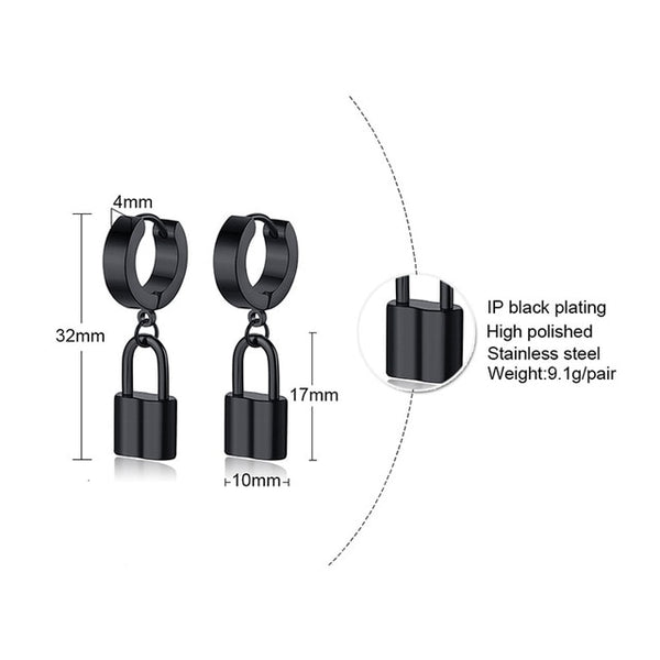 Huggie Padlock Earrings Tiny Hoop Earrings Hoop Lock Earrings Small Pendant Lock Earrings