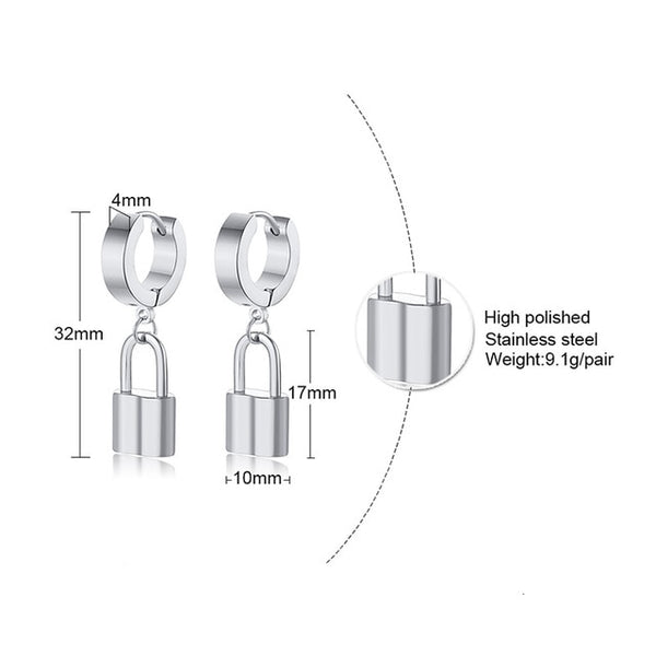 Huggie Padlock Earrings Tiny Hoop Earrings Hoop Lock Earrings Small Pendant Lock Earrings