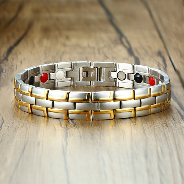 Trendy men's bracelet stainless steel magnetic bracelet wholesale golden magnet bracelet