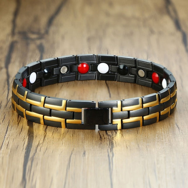 Trendy men's bracelet stainless steel magnetic bracelet wholesale golden magnet bracelet