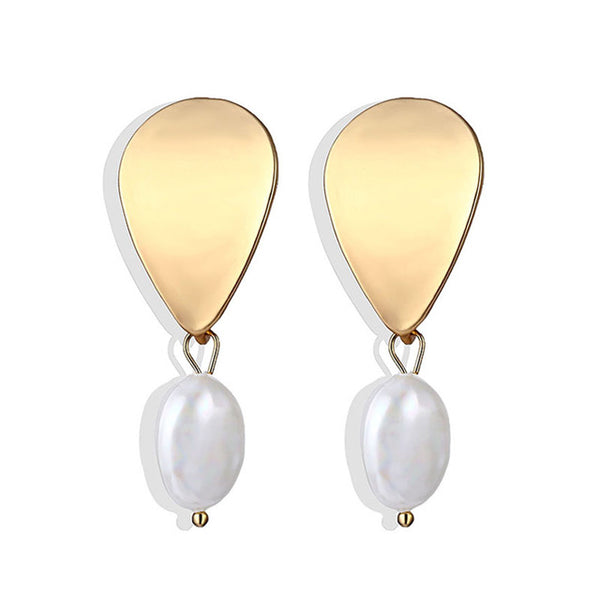 Lucky Jewelries Big Simulated Pearl Earrings 2019 For Women Lover Geometric Gold Round Heart Drop Dangle Earring Korean Statement Jewelry