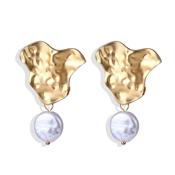Lucky Jewelries Big Simulated Pearl Earrings 2019 For Women Lover Geometric Gold Round Heart Drop Dangle Earring Korean Statement Jewelry