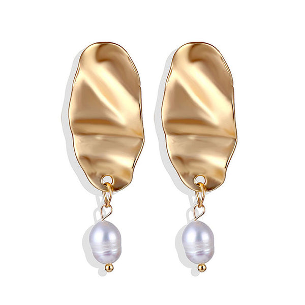 Lucky Jewelries Big Simulated Pearl Earrings 2019 For Women Lover Geometric Gold Round Heart Drop Dangle Earring Korean Statement Jewelry