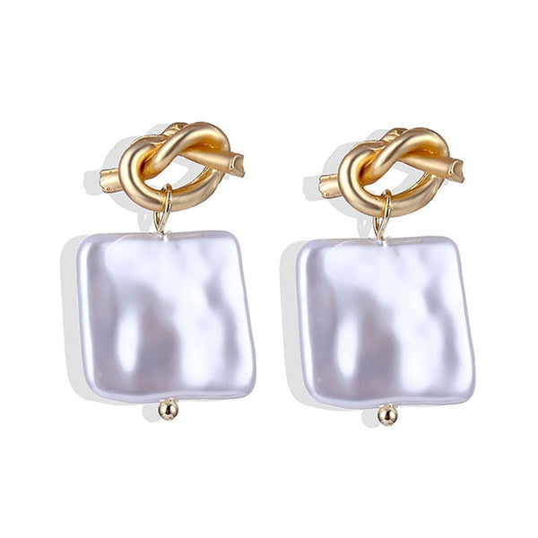 Lucky Jewelries Big Simulated Pearl Earrings 2019 For Women Lover Geometric Gold Round Heart Drop Dangle Earring Korean Statement Jewelry