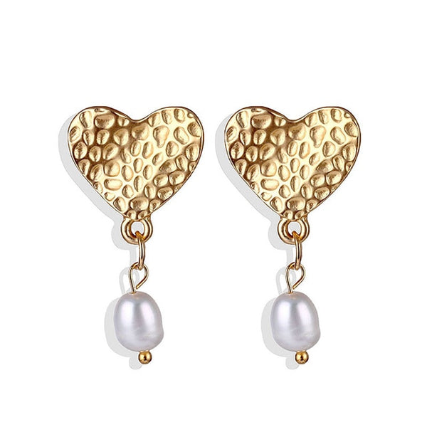Lucky Jewelries Big Simulated Pearl Earrings 2019 For Women Lover Geometric Gold Round Heart Drop Dangle Earring Korean Statement Jewelry