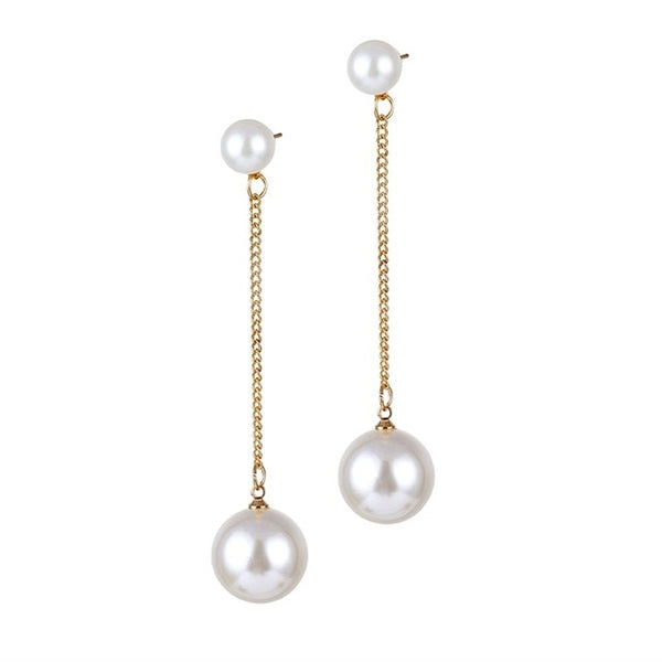 Lucky Jewelries Big Simulated Pearl Earrings 2019 For Women Lover Geometric Gold Round Heart Drop Dangle Earring Korean Statement Jewelry