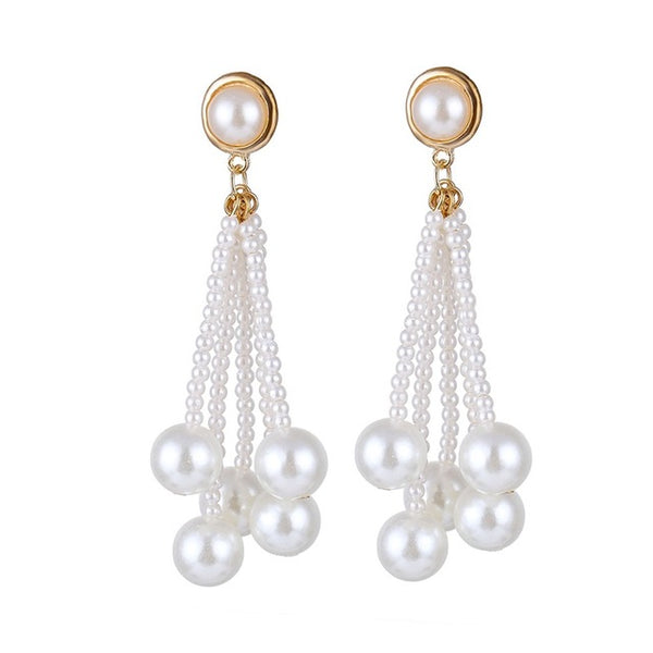 Lucky Jewelries Big Simulated Pearl Earrings 2019 For Women Lover Geometric Gold Round Heart Drop Dangle Earring Korean Statement Jewelry