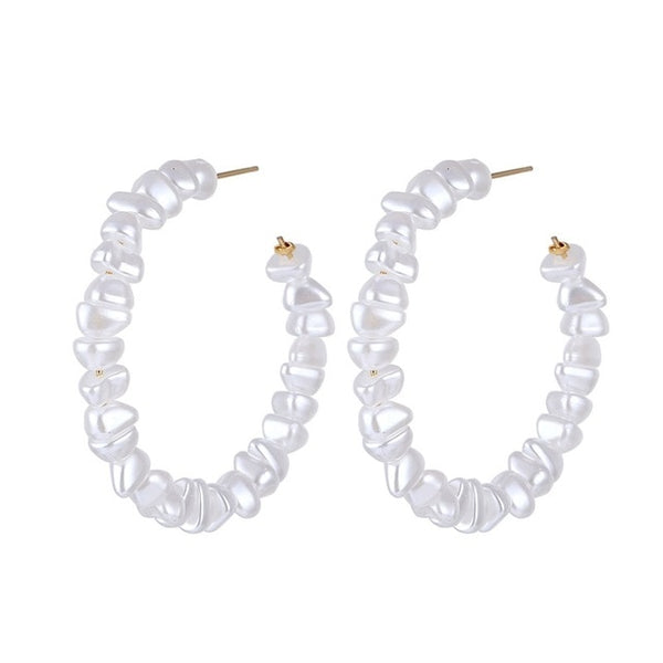 Lucky Jewelries Big Simulated Pearl Earrings 2019 For Women Lover Geometric Gold Round Heart Drop Dangle Earring Korean Statement Jewelry