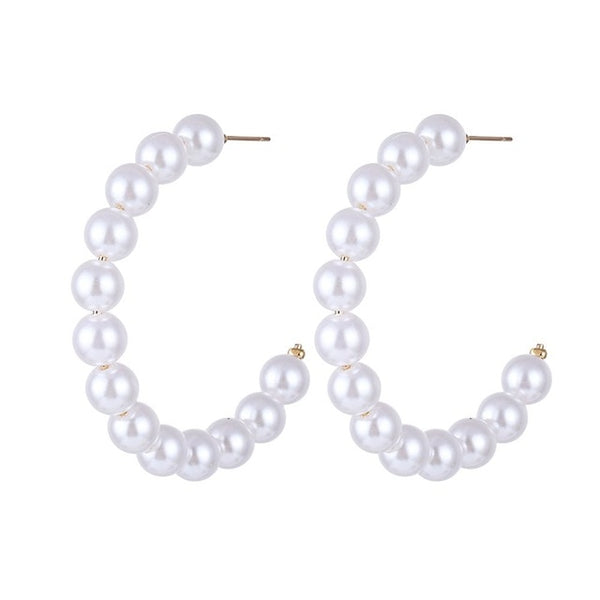 Lucky Jewelries Big Simulated Pearl Earrings 2019 For Women Lover Geometric Gold Round Heart Drop Dangle Earring Korean Statement Jewelry