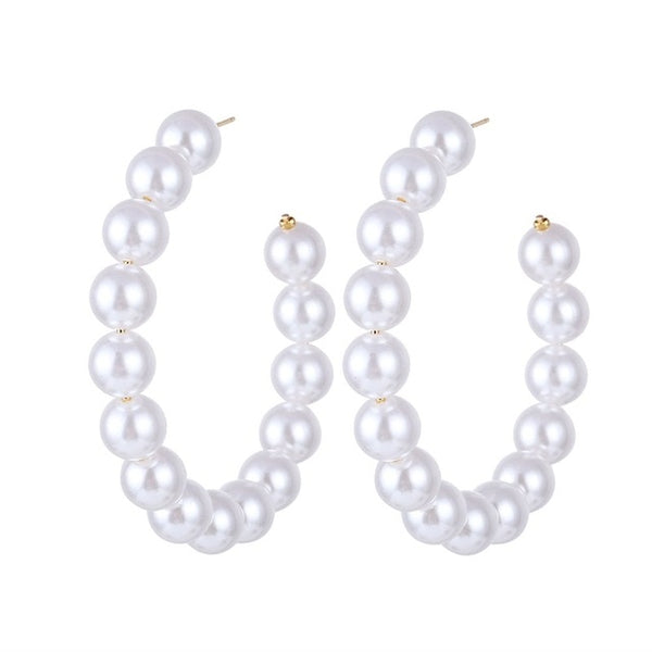 Lucky Jewelries Big Simulated Pearl Earrings 2019 For Women Lover Geometric Gold Round Heart Drop Dangle Earring Korean Statement Jewelry