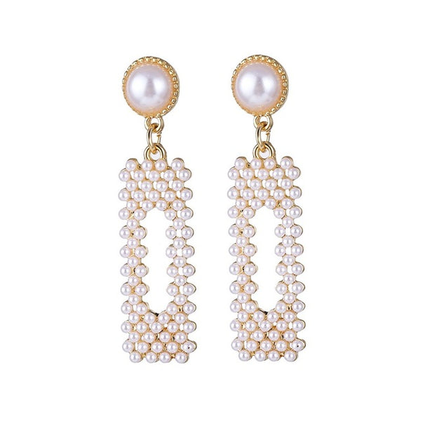 Lucky Jewelries Big Simulated Pearl Earrings 2019 For Women Lover Geometric Gold Round Heart Drop Dangle Earring Korean Statement Jewelry