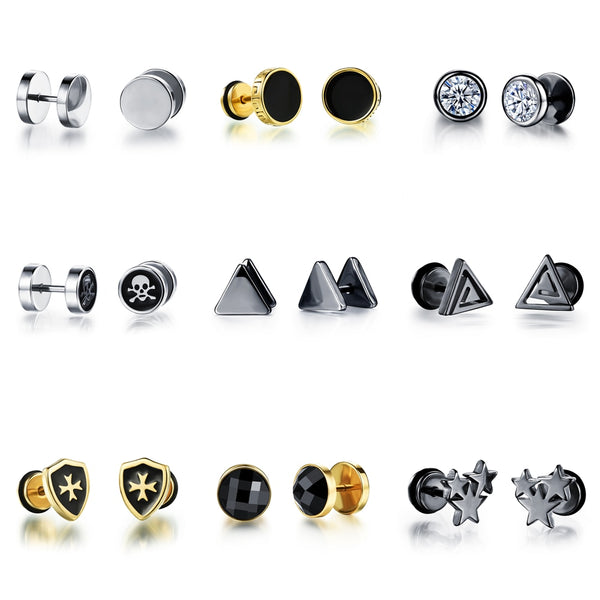 Small Punk black Stainless Steel Stud Earrings For Women Man fashion minimalist zircon Ear Jewelry accesories brinco masculino