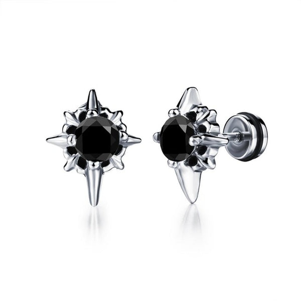 Small Punk black Stainless Steel Stud Earrings For Women Man fashion minimalist zircon Ear Jewelry accesories brinco masculino
