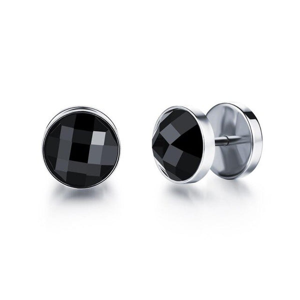 Small Punk black Stainless Steel Stud Earrings For Women Man fashion minimalist zircon Ear Jewelry accesories brinco masculino