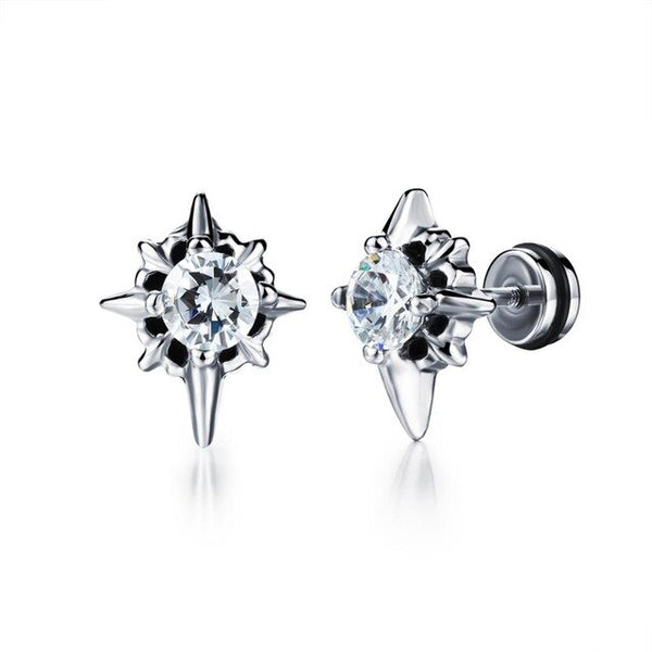 Small Punk black Stainless Steel Stud Earrings For Women Man fashion minimalist zircon Ear Jewelry accesories brinco masculino