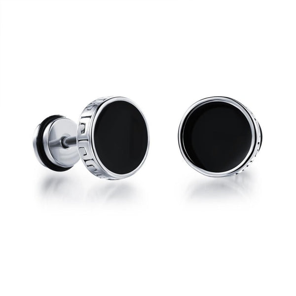 Small Punk black Stainless Steel Stud Earrings For Women Man fashion minimalist zircon Ear Jewelry accesories brinco masculino