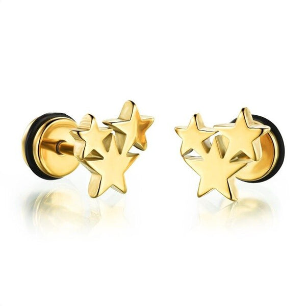 Small Punk black Stainless Steel Stud Earrings For Women Man fashion minimalist zircon Ear Jewelry accesories brinco masculino