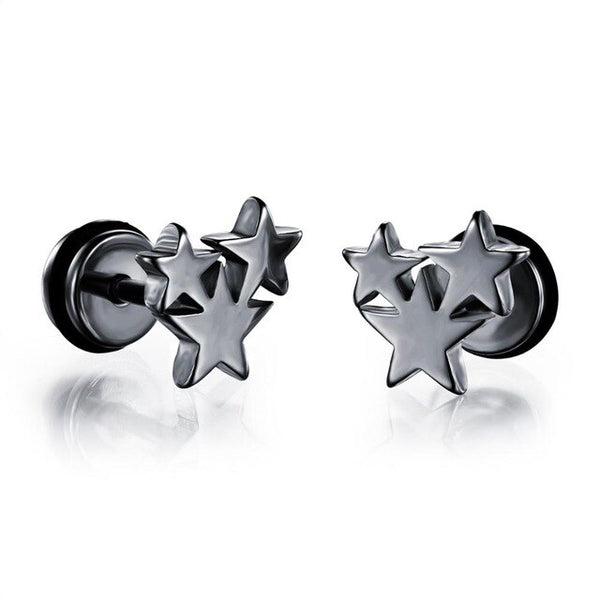 Small Punk black Stainless Steel Stud Earrings For Women Man fashion minimalist zircon Ear Jewelry accesories brinco masculino